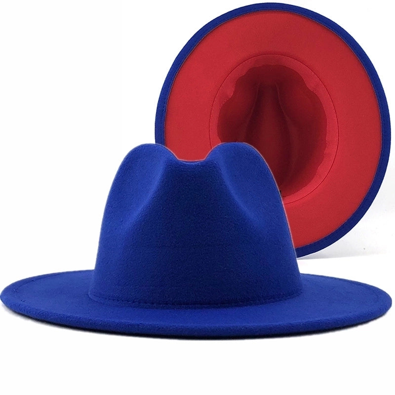 Hot Sale Wool Top Hat Outside Fruit Green Inside Red Hat Ethnic Style Jazz Hat Cashmere Felt Hat