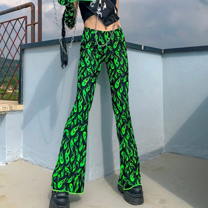 Green flame pants KF9180