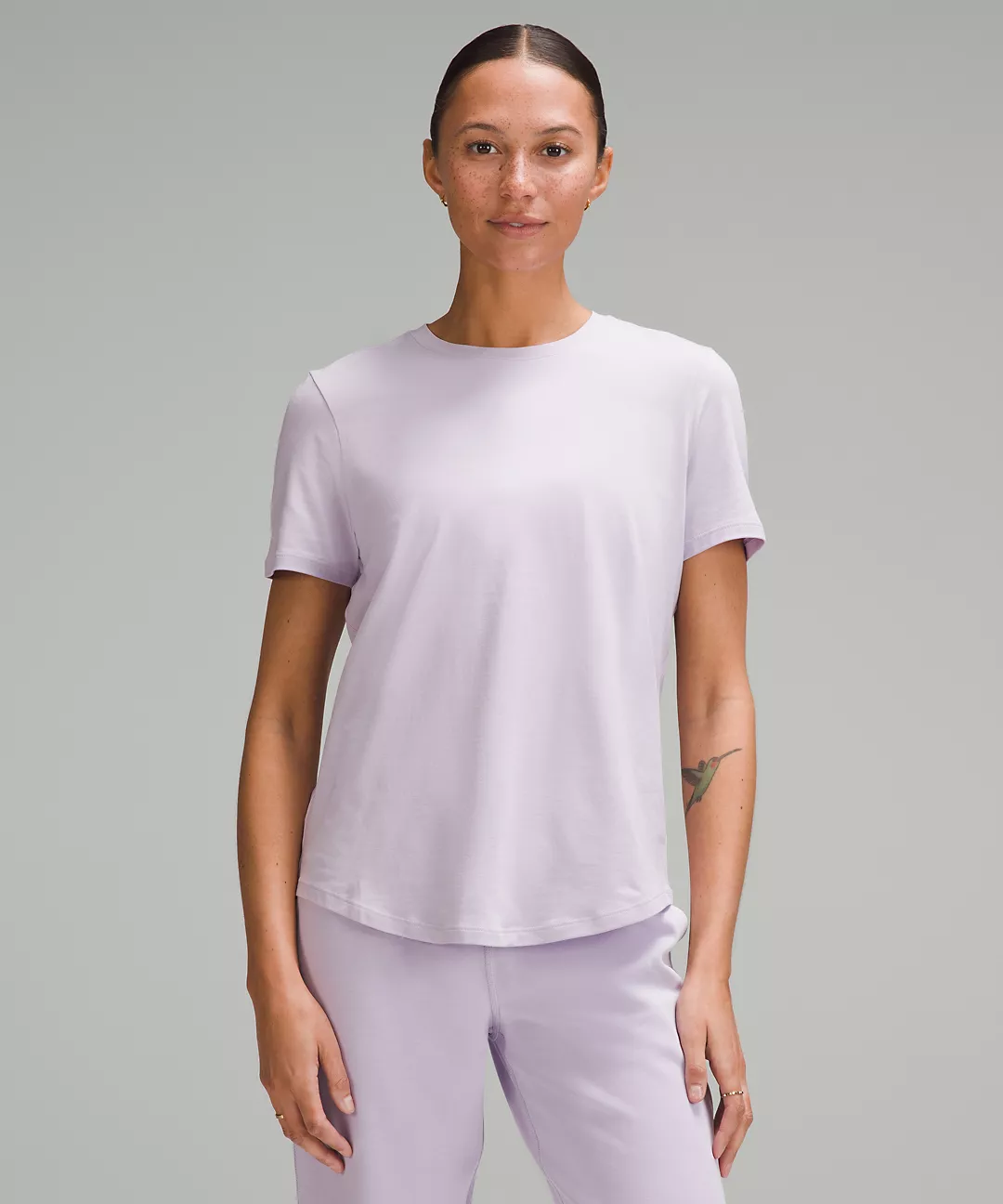 Love Curved-Hem Crewneck T-Shirt