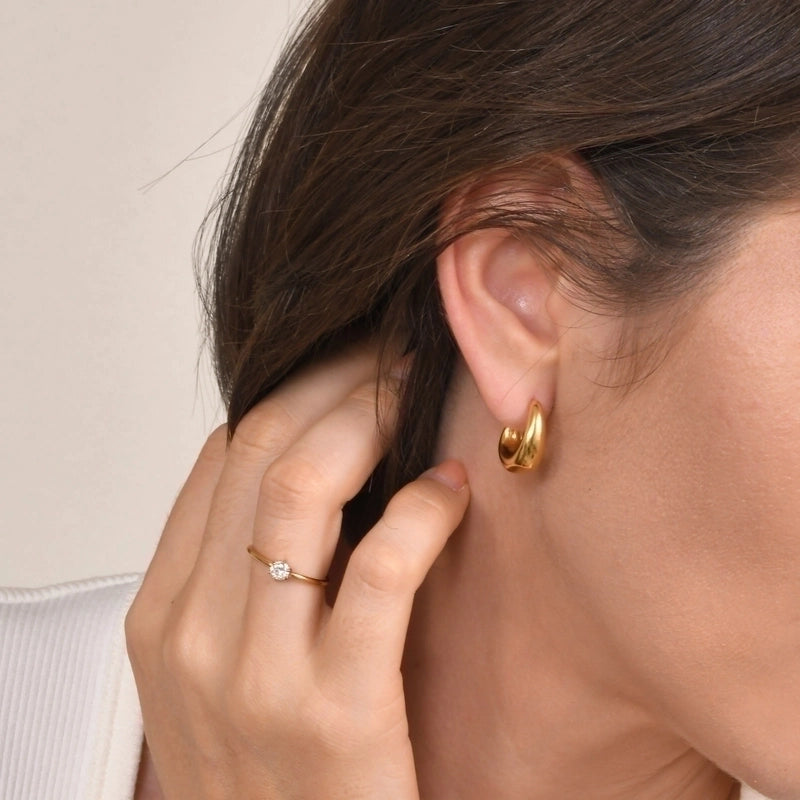 1 Pair IG Style Vintage Style C Shape Solid Color Plating 201 Stainless Steel Ear Studs