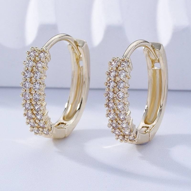 1 Pair IG Style Retro Minimalist Geometric Round Plating Inlay Copper Zircon K Gold Plated Ear Studs