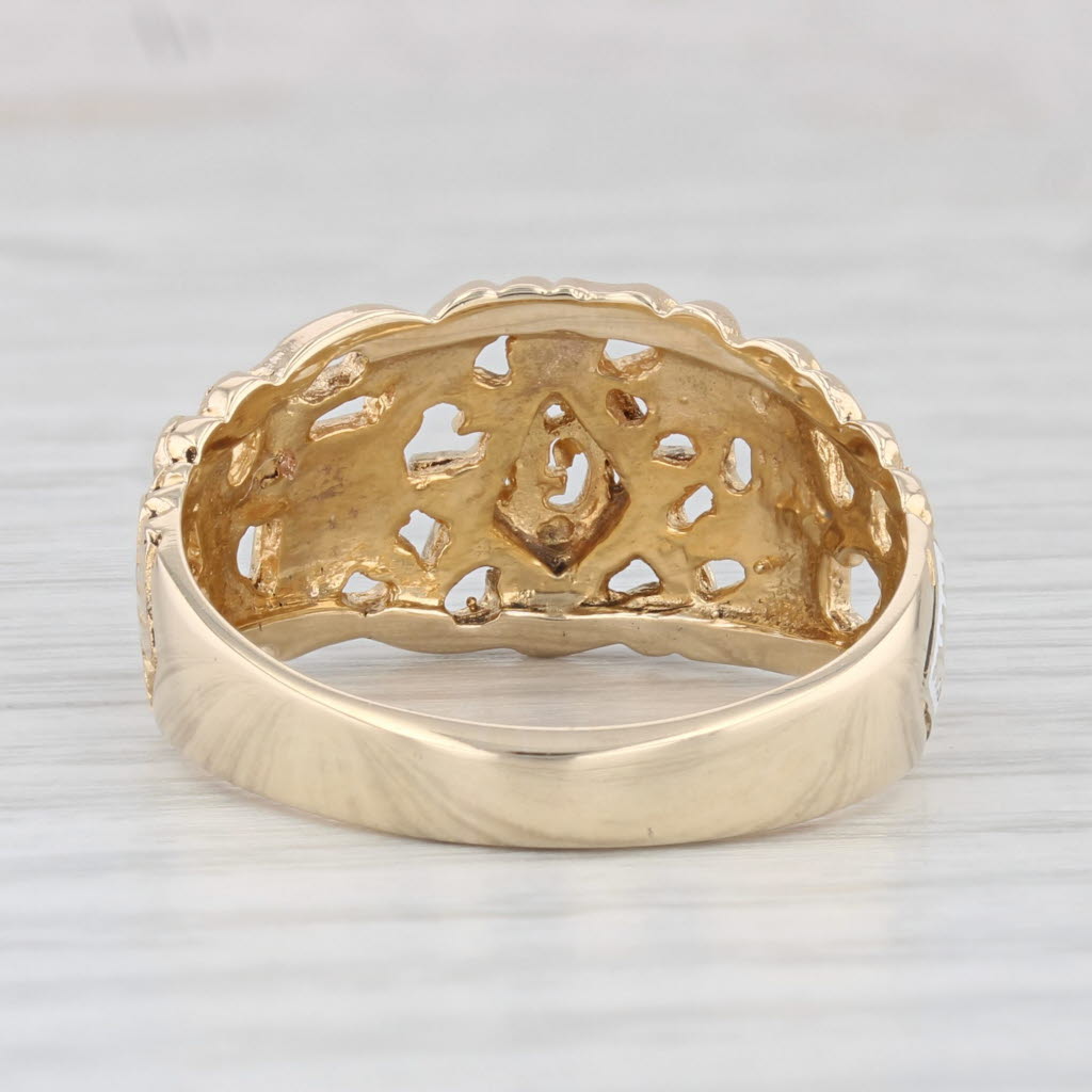 Masonic Signet Ring 10k Yellow Gold Enamel Blue Lodge Square Compass Size 11