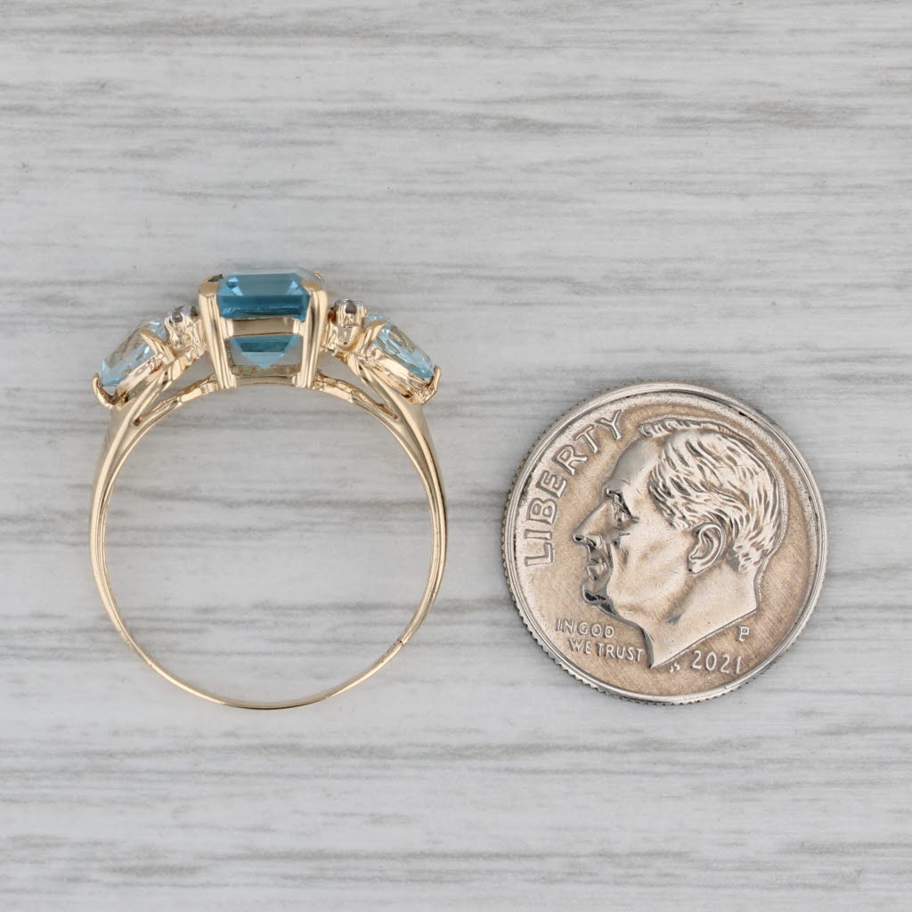 4.25ctw Blue Topaz Diamond Ring 10k Yellow Gold Size 7.5