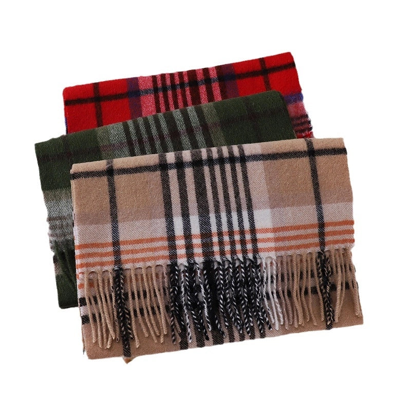 Women's Vintage Style Sweet Minimalist Stripe Plaid Artificial Wool Scarf