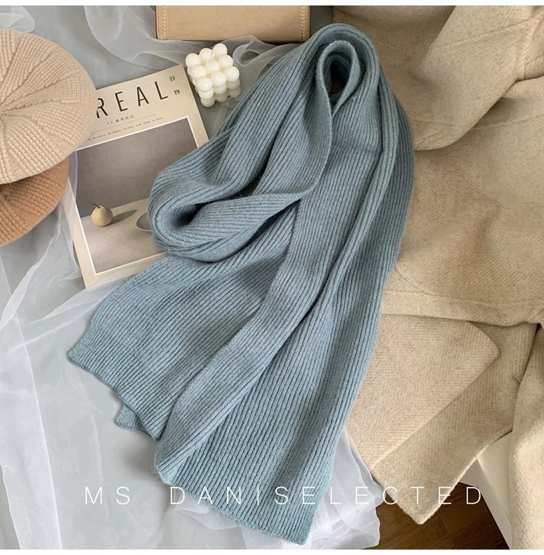 New Scarf Women's Winter Soft Warm Knitted Thickened Instagram Style Fashionable Scarf For Students