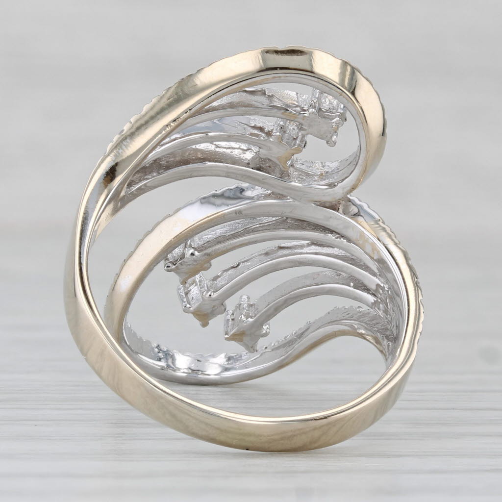0.52ctw Diamond Shooting Stars Bypass Ring 18k White Gold Size 10 Cocktail