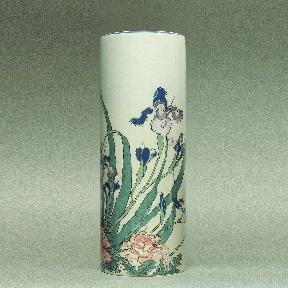 Hokusai Irises. Peonies & Sparrows Vase