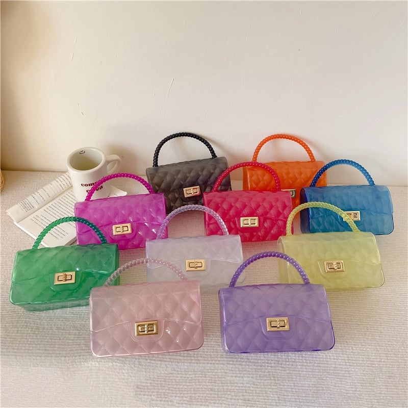Women's Small All Seasons Pvc Solid Color Fashion Square Lock Clasp Square Bag