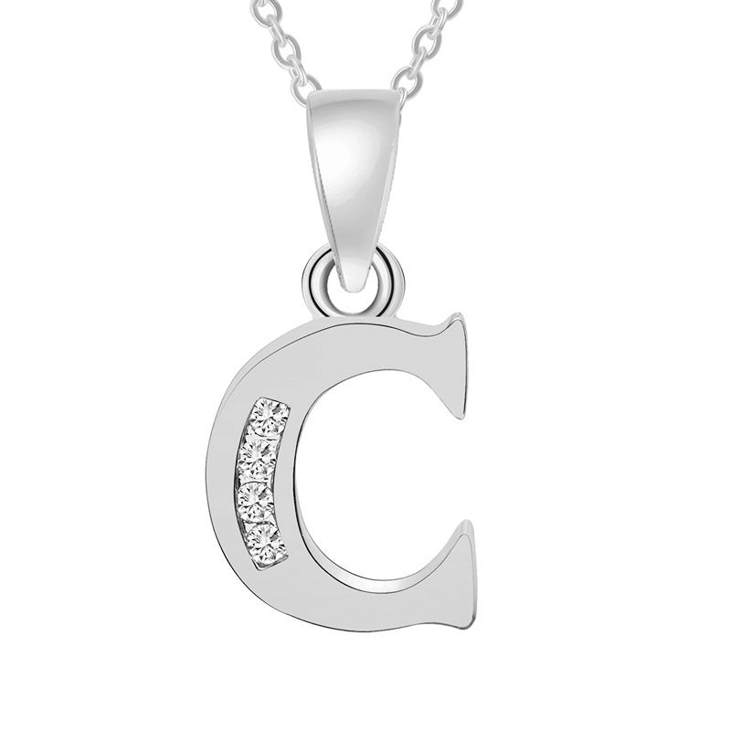 Minimalist Letter Copper Plating Inlay Zircon Pendant Necklace