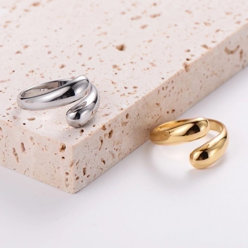 304 Stainless Steel 18K Gold Plated Minimalist Plating Solid Color No Inlaid Open Ring