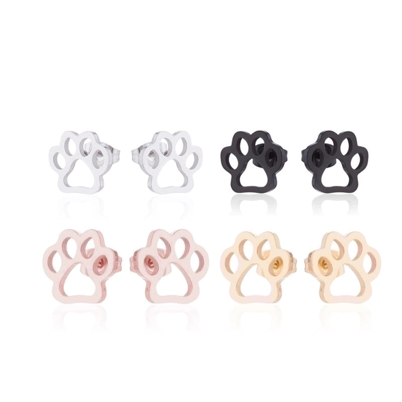 1 Pair Fashion Paw Print 304 Stainless Steel 18K Gold Plated Ear Studs
