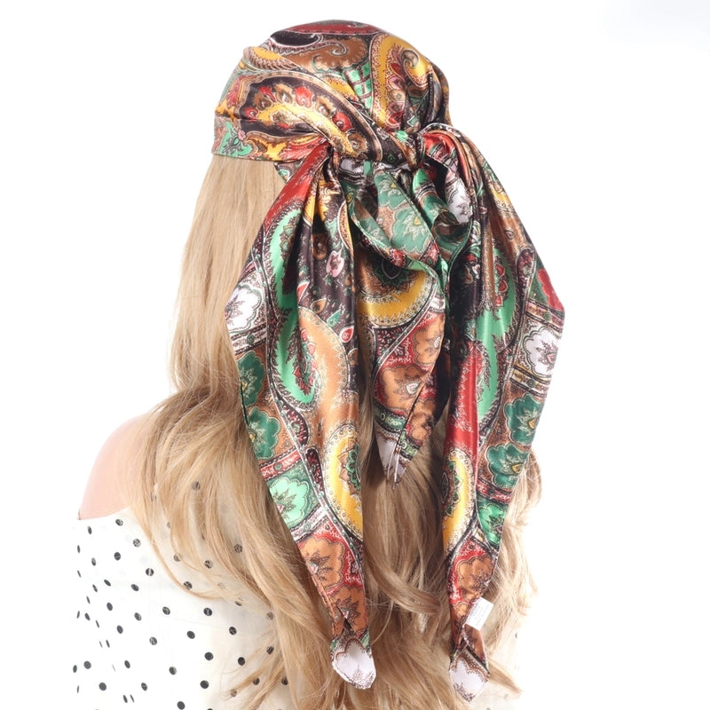 Women's Casual Vacation Streetwear Ditsy Floral Satin Printing And Dyeing Printing Dyeing Kerchief Bandanas
