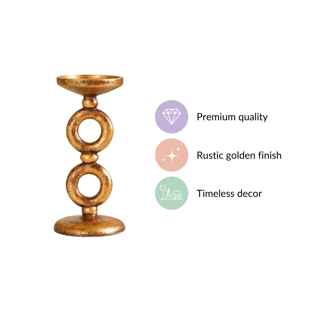 Antique Finish Rings Candle Stand Gold
