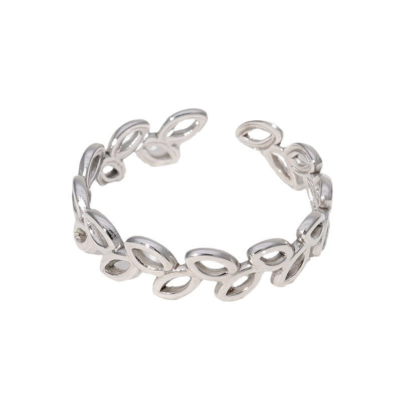 Open Ring Refreshing Leaf Stainless Steel Electroplating Rings