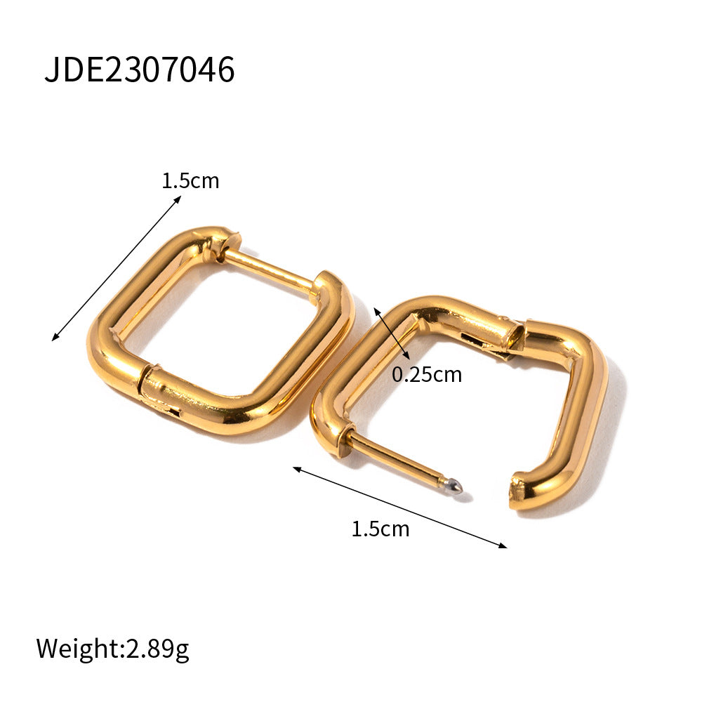 Heart Asymmetrical Geometric Stainless Steel 18K Gold Plated Earrings