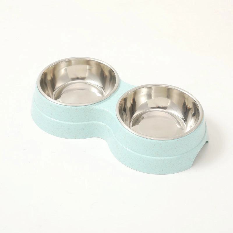 Pet Double Bowl Pet Dual-use Stainless Steel Bowl Dog Drinker Feeding Bowl Cat And Dog Plastic Pet Bowl