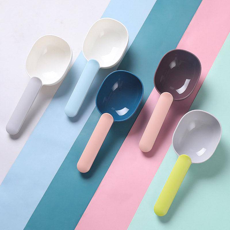 Dog Cat Feeding Scoop Feeder Spoon - White/Grey