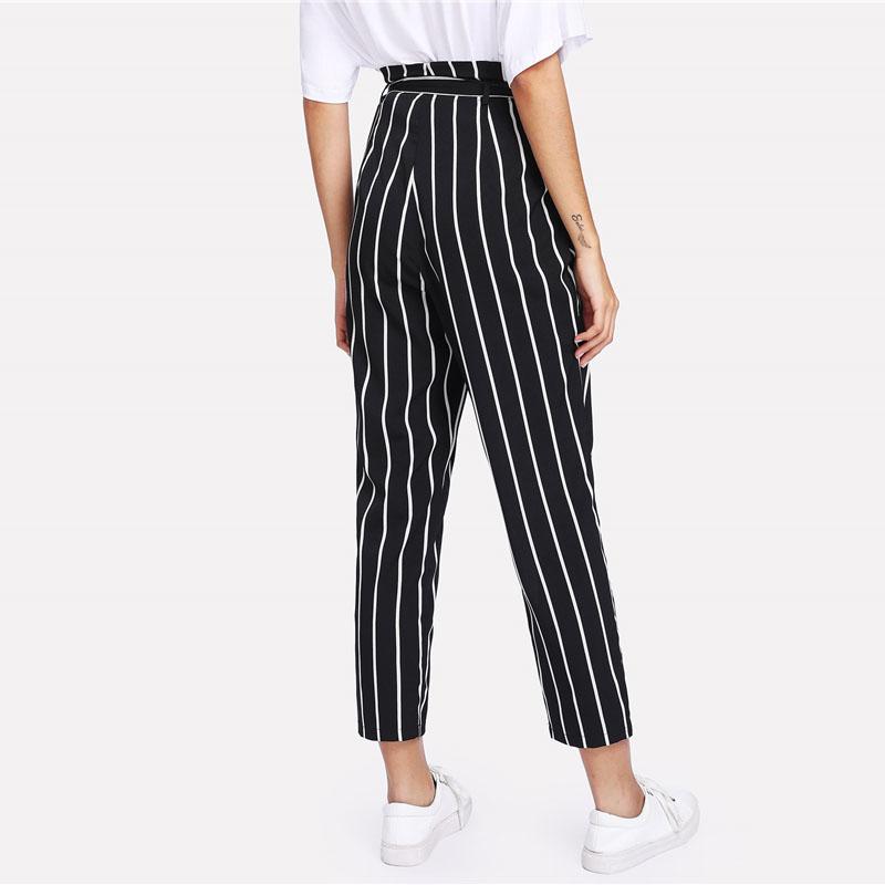 High Waisted Vertical Striped Trousers