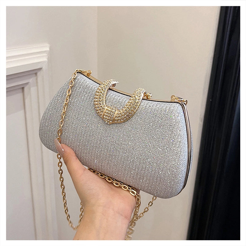 Silver Gold Pink PVC Solid Color Square Evening Bags