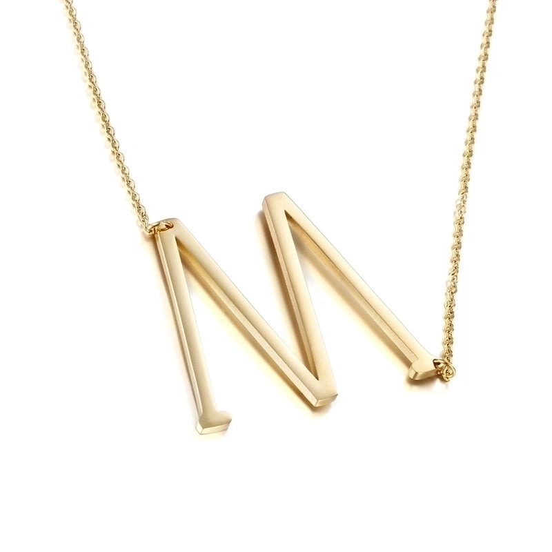 Titanium Steel 18K Gold Plated Minimalist Plating Letter Necklace