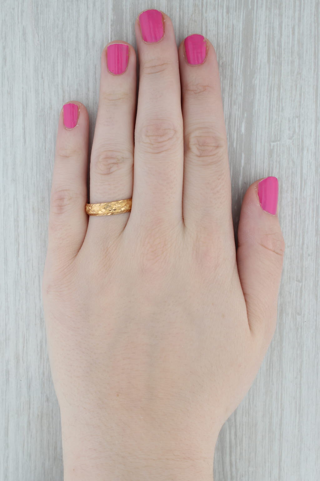 Textured Pattern Wedding Band 22k Yellow Gold Size 10.25-10.5 Ring