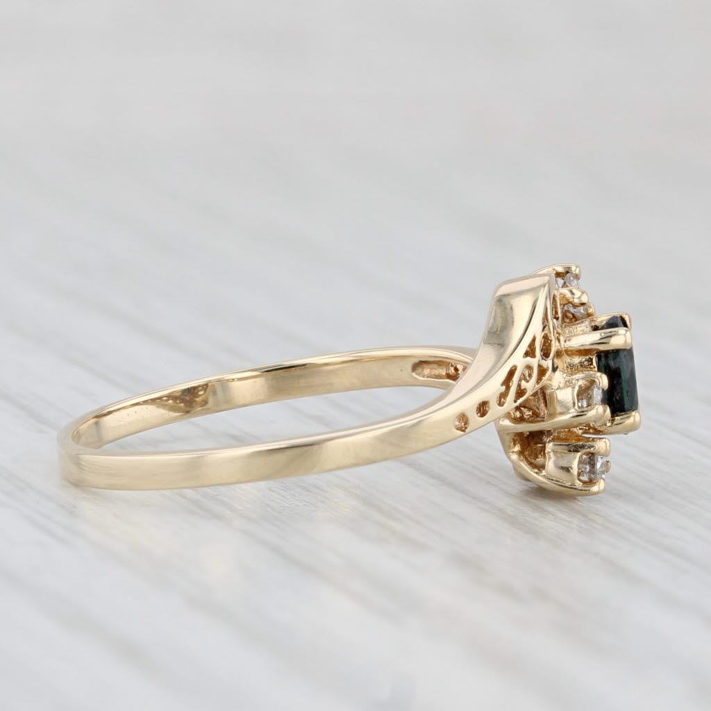 0.34ctw Blue Sapphire Diamond Bypass Ring 14k Yellow Gold Size 6.5