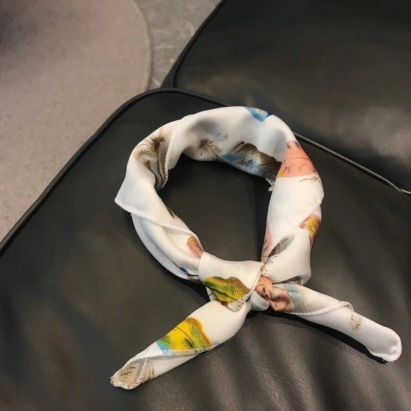 Women's Minimalist Color Block Polyester Silk Scarf