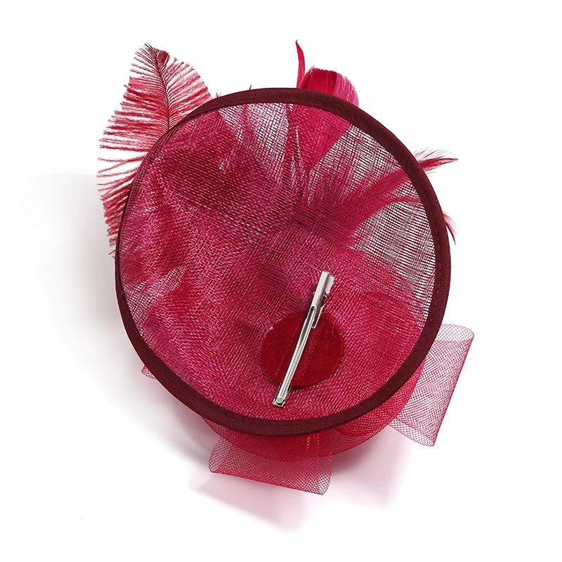 Supply Of Women's Hats Spring And Summer Hemp Gauze Ostrich Feather Western-style Banquet Hat