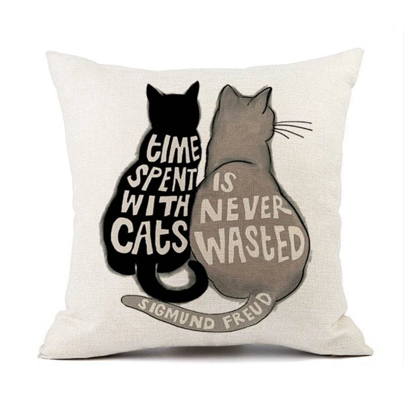 2 Pieces Cute Animal Cat Blended Pillow Cases