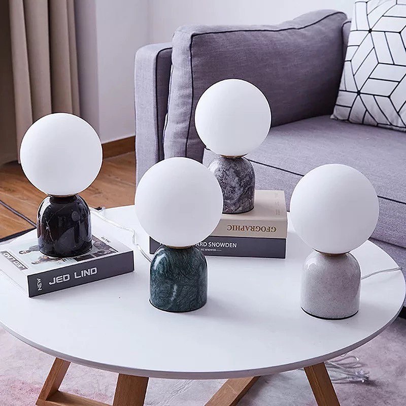 Minimalist Globe Table Lamp with High quality MARBLE Base