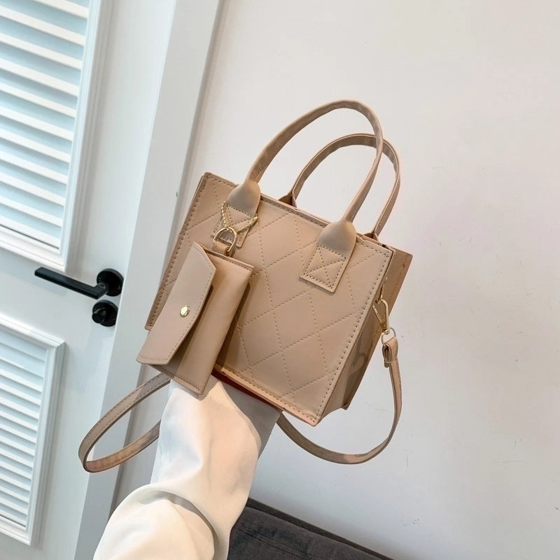 Women's All Seasons Pu Leather Solid Color Vintage Style Square Zipper Handbag