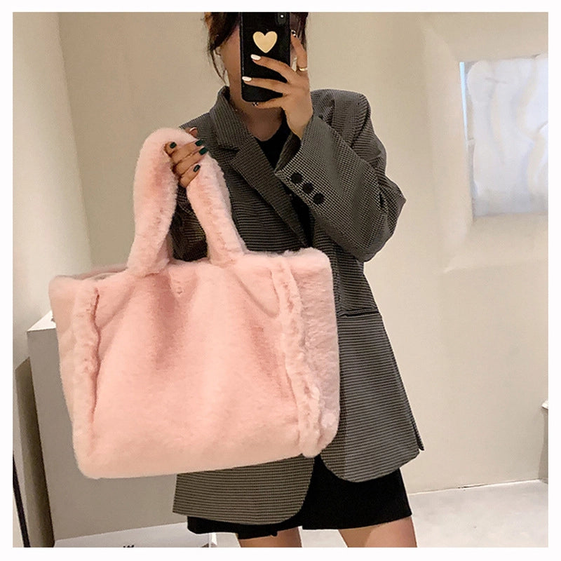 Winter New Mao Mao Bag Women's Bag Large Capacity Women's Shoulder Crossbody Bag Portable Tote Plush Bag