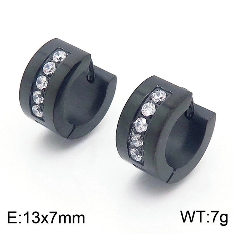 1 Pair Luxurious Solid Color Plating Inlay Stainless Steel Zircon 18K Gold Plated Earrings