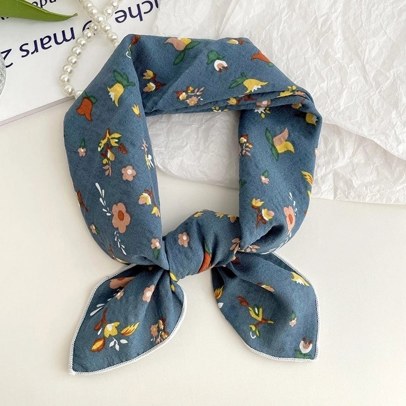 Women's Sweet Minimalist Color Block Cotton And Linen Printing Scarf