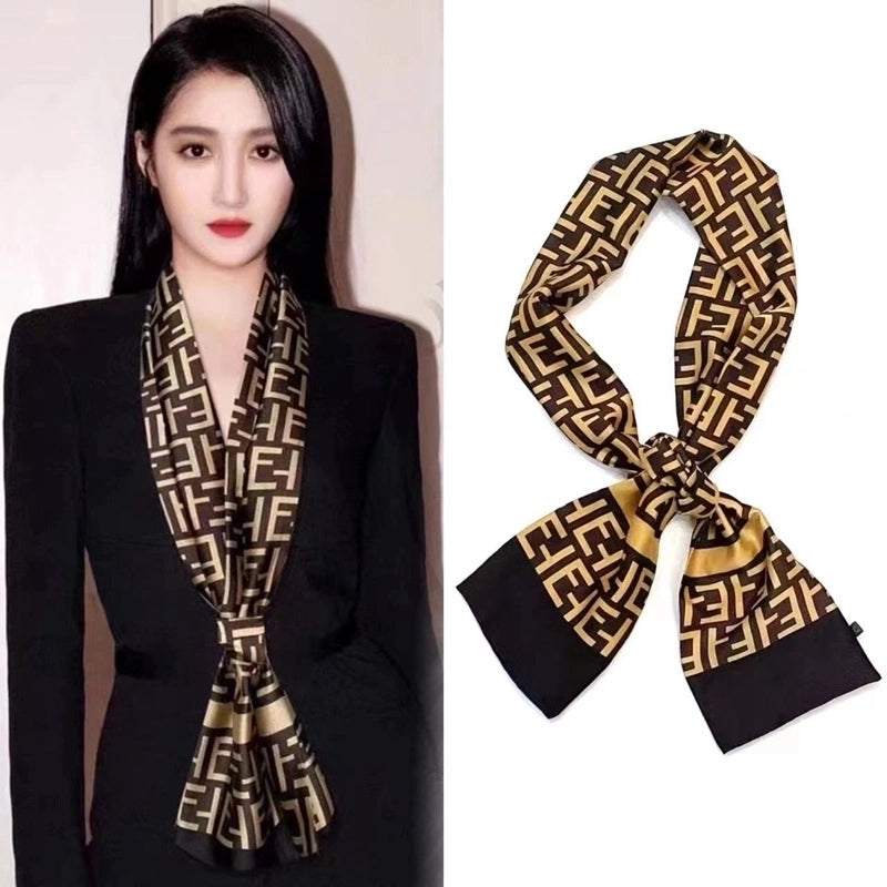 Women's Elegant Minimalist Geometric Chiffon Printing Silk Scarf