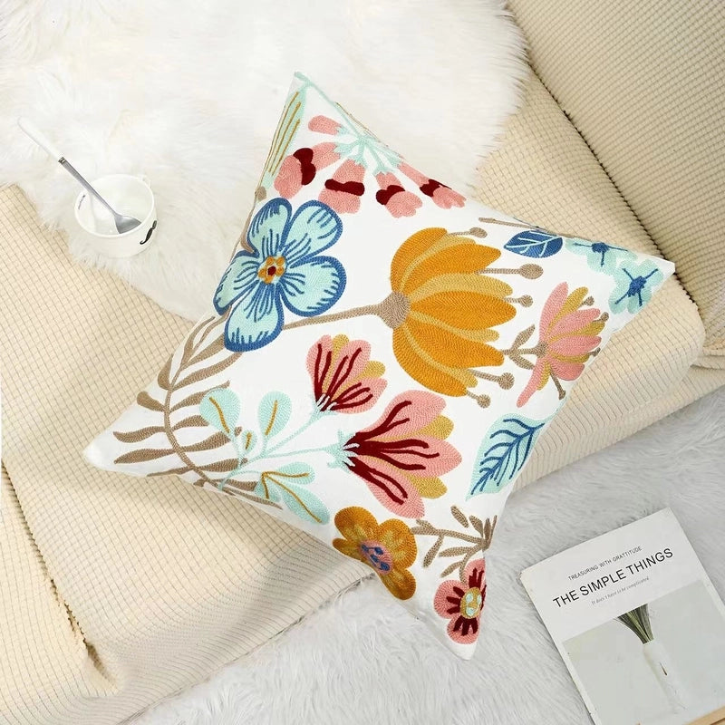 Fashion Flower Canvas Throw Pillow