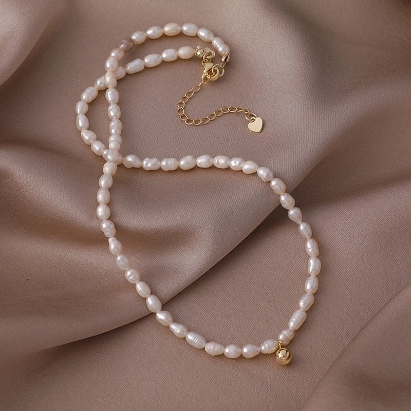 Alloy Freshwater Pearl Copper Fashion Solid Color Irregular Necklace