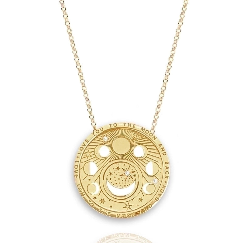 201 Stainless Steel 304 Stainless Steel Gold Plated Retro Minimalist Plating Hollow Out Sun Moon Pendant Necklace