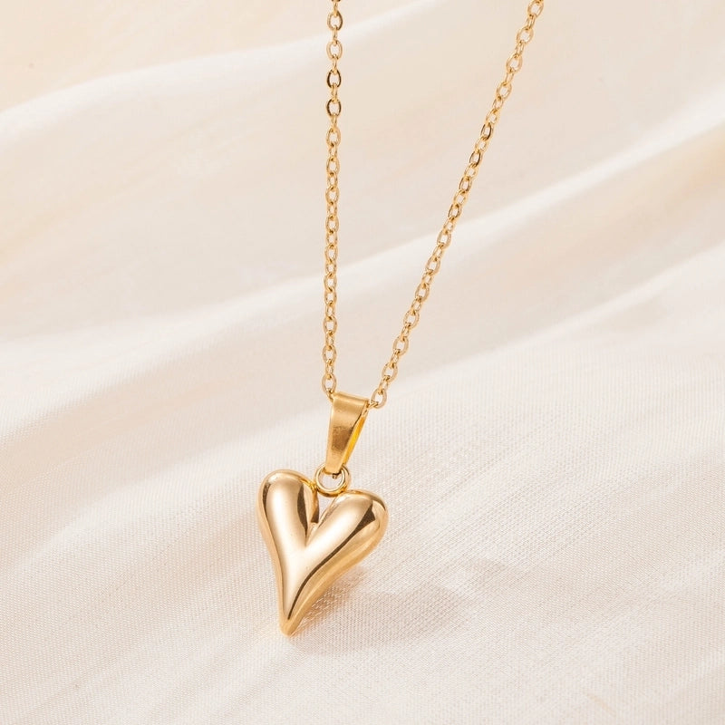 Minimalist Heart Shape Titanium Steel Pendant Necklace