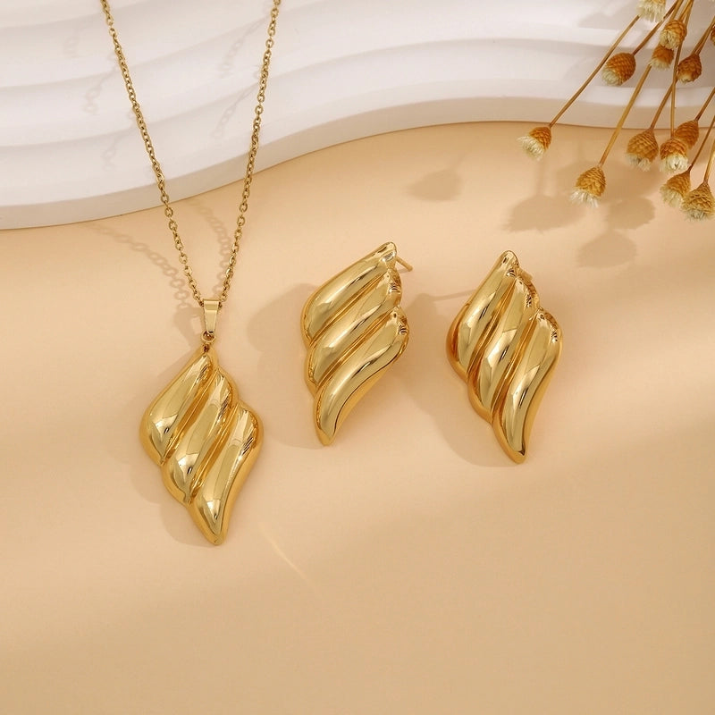 Elegant Retro Geometric Heart Shape Flower Stainless Steel Plating Jewelry Set