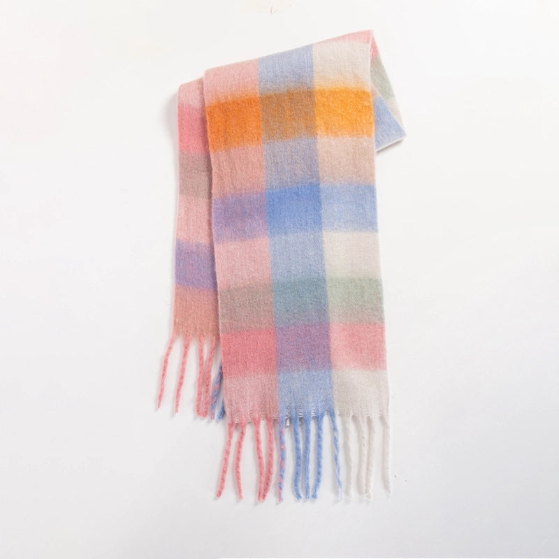 Women's Sweet Color Block Polyester Scarf