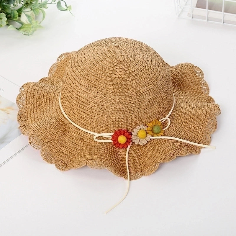 Girl's Cartoon Style Cute Flower Straw Hat