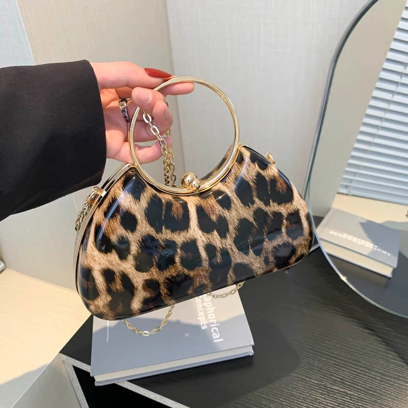 Women's Medium Pu Leather Leopard Streetwear Square Lock Clasp Crossbody Bag