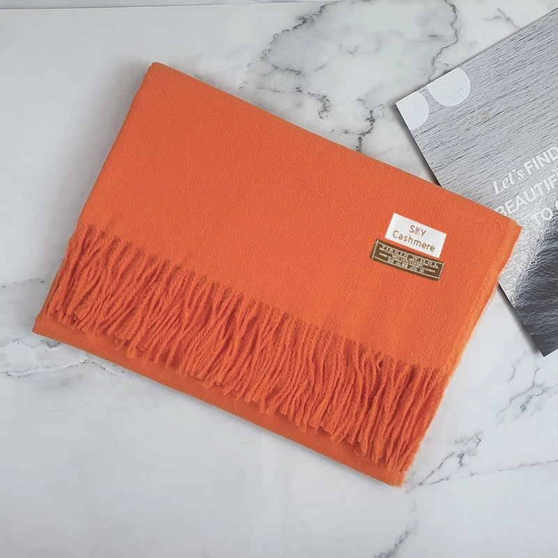 Big Red Scarf Thickened Cashmere Scarf Solid Color Women's Winter Explosions Cashmere Scarf Women's Wool Shawl