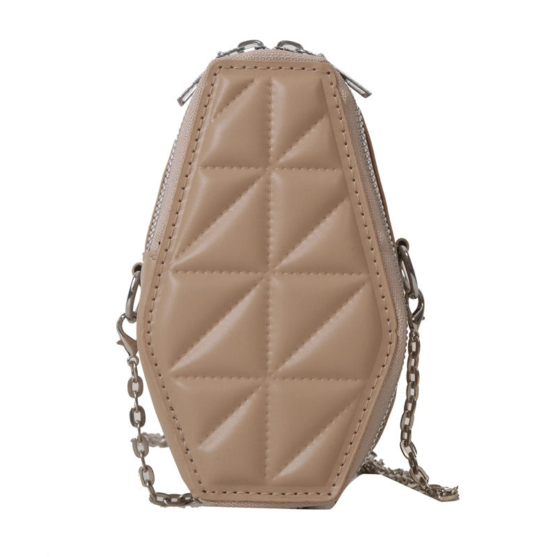 Women's Small All Seasons Pu Leather Argyle Elegant Square Zipper Shoulder Bag Square Bag Chain Bag