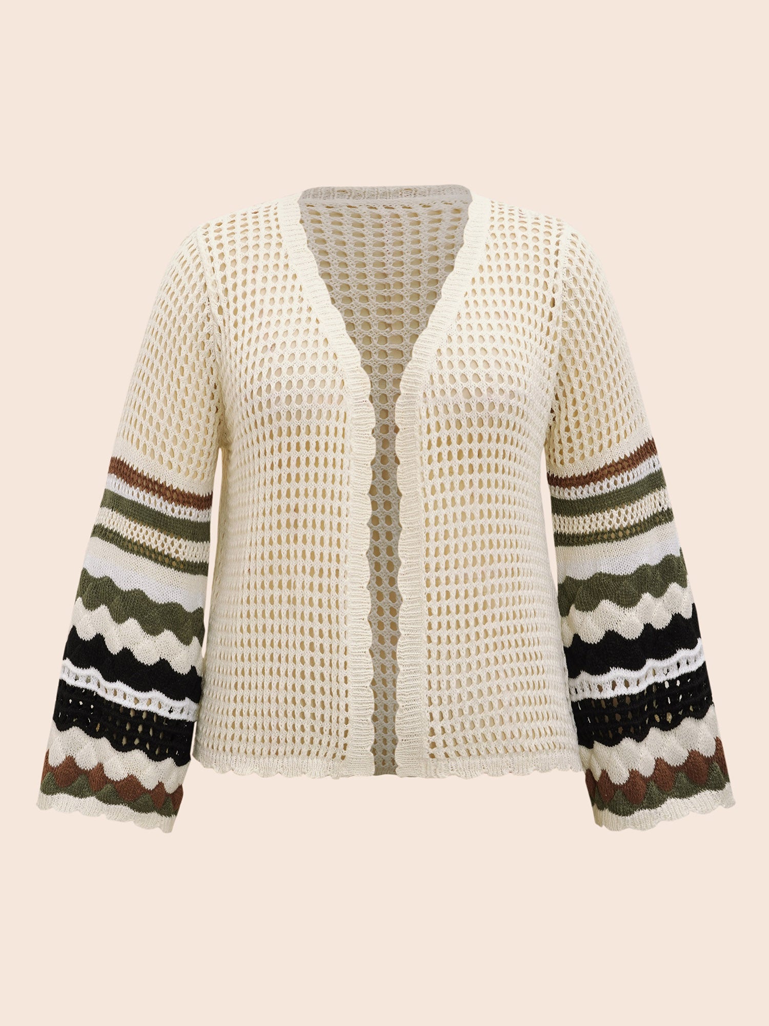 Striped Cut Out Bell Sleeve Cardigan