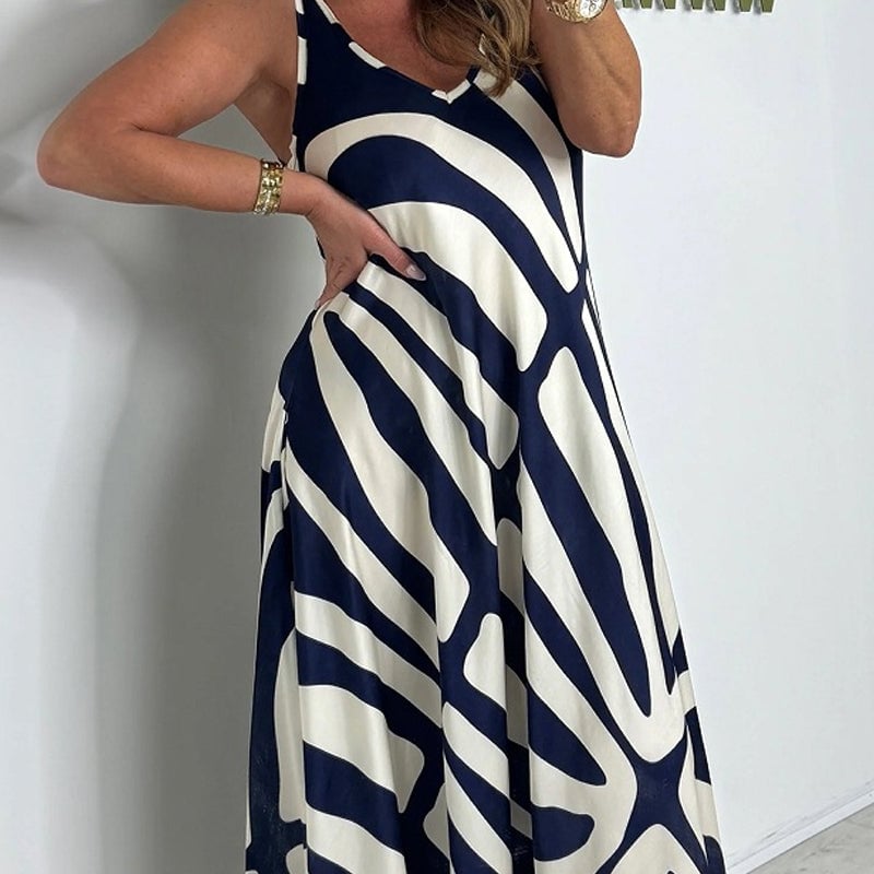 💖LAST DAY SALE 60% OFF💖Irregular Print Sleeveless Pocket Dress