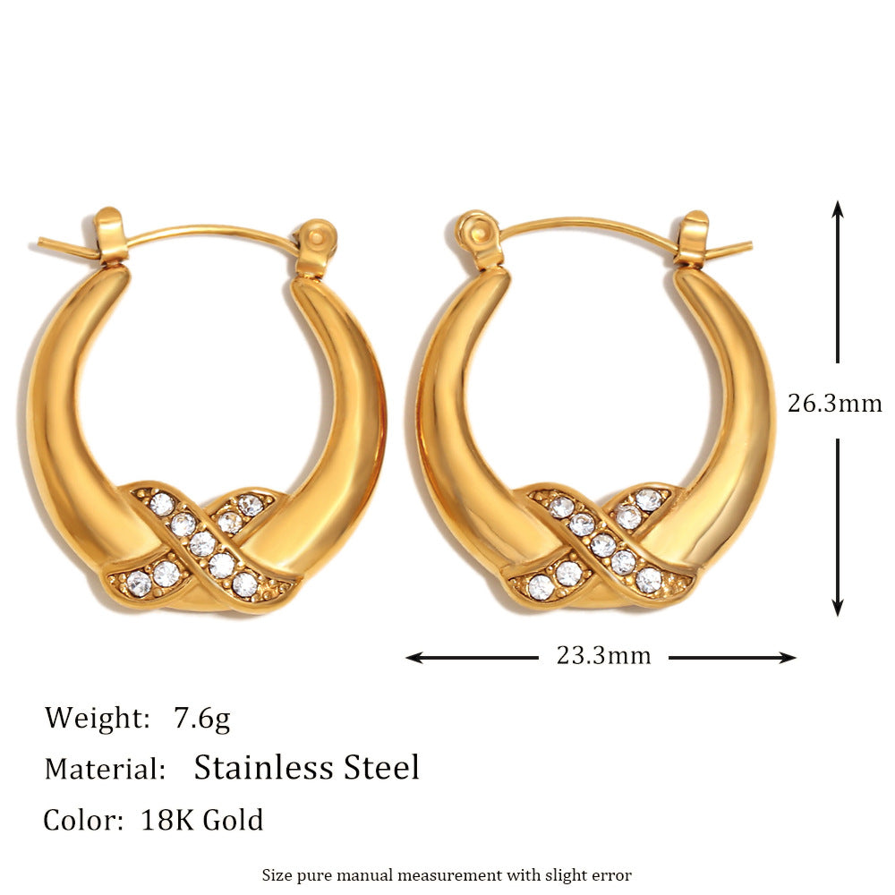 Fashionable Niche Geometric Lobster Hoop Grape Earrings Stainless Steel 18K Gold Plated Angel Earrings