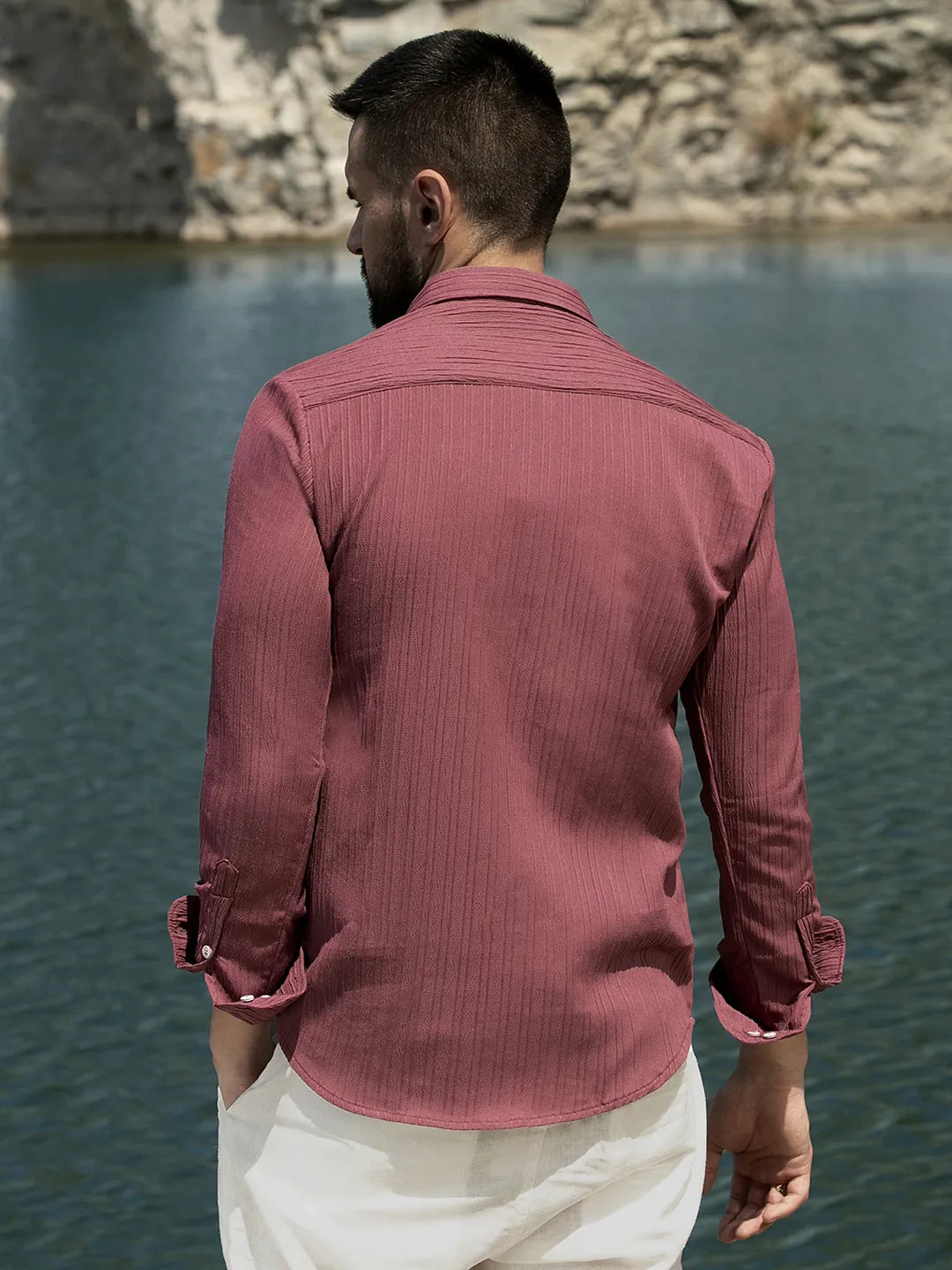 Self-Design Striped Shirt
