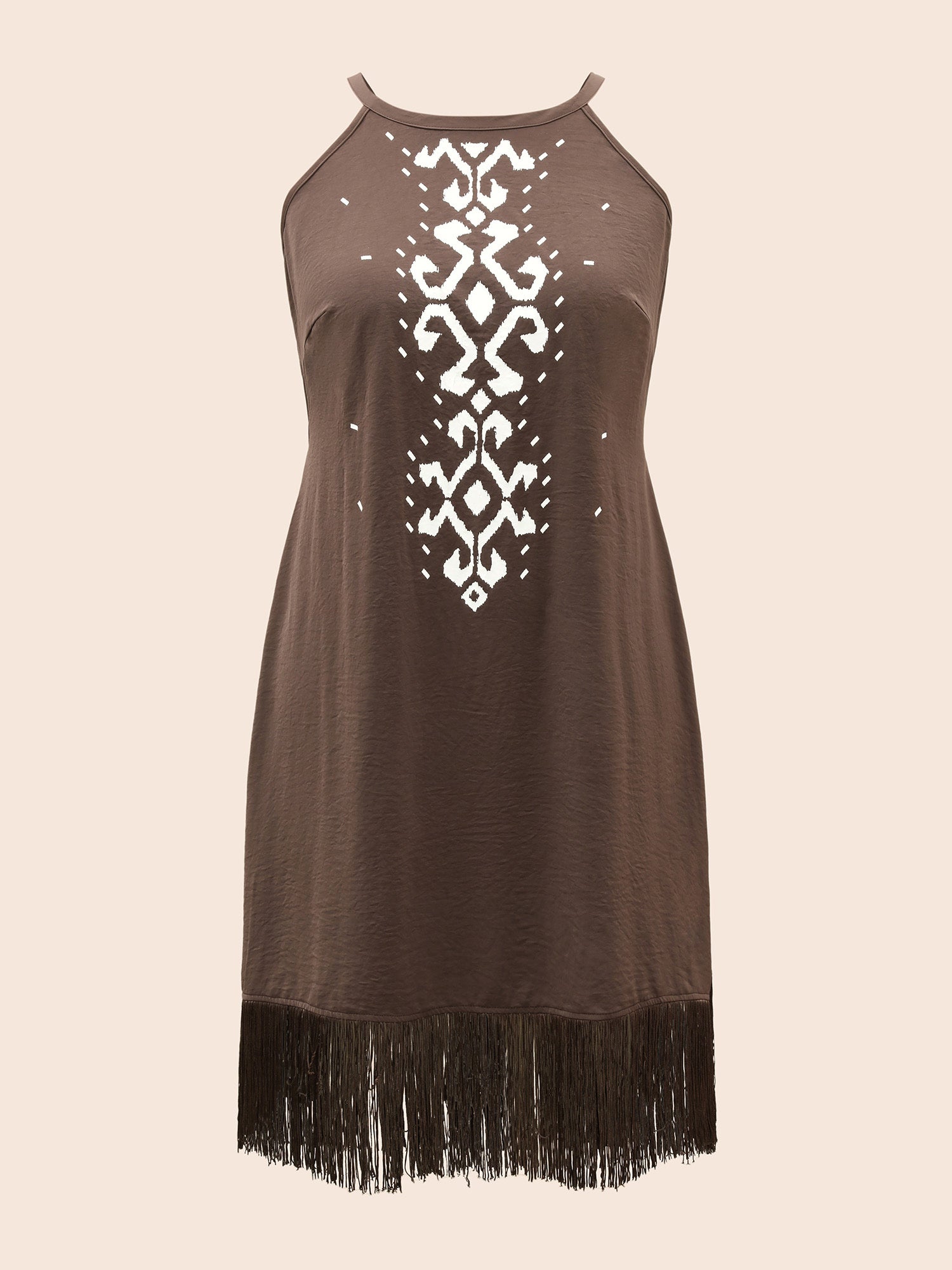 Fringed Hem Elastic Waist Midi Dress